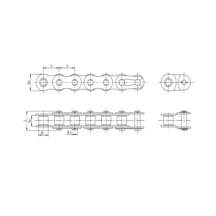 سلاسل بكرات دقيقة من الفولاذ المقاوم للصدأ ذات درجة قصيرة
