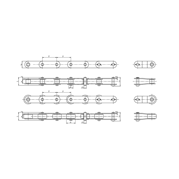 سلاسل ناقلة مزدوجة من الفولاذ المقاوم للصدأ