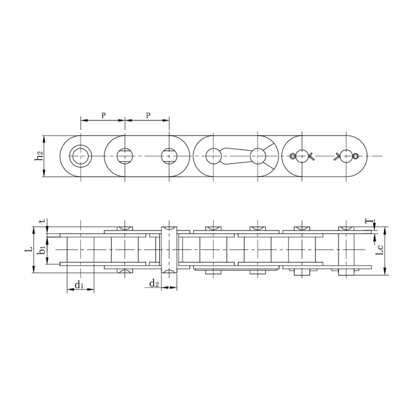 سلاسل الأسطوانة مع لوحة جانبية مستقيمة (سلسلة B)