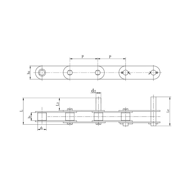 سلاسل ناقلة مزدوجة من الفولاذ المقاوم للصدأ مع دبابيس ممتدة