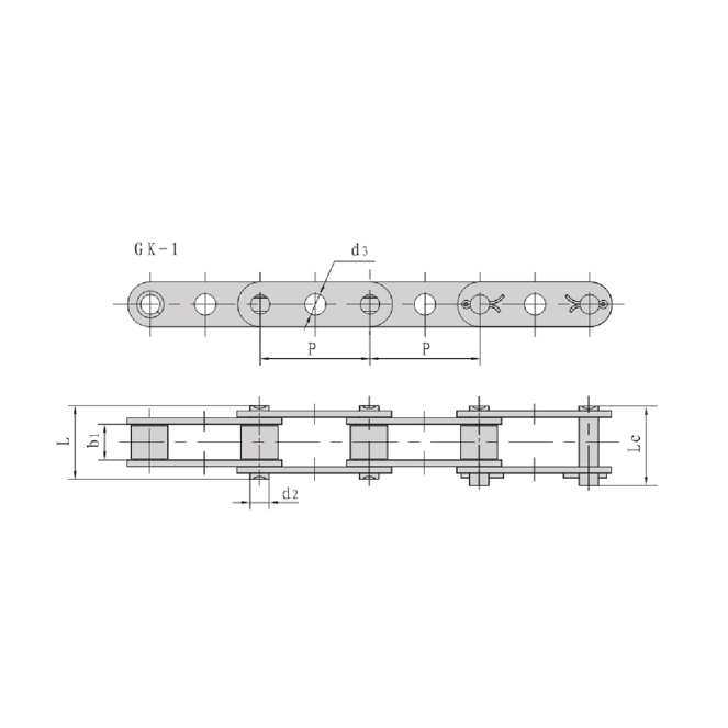 سلاسل ناقلة ذات خطوة مزدوجة مع فتحات مركزية