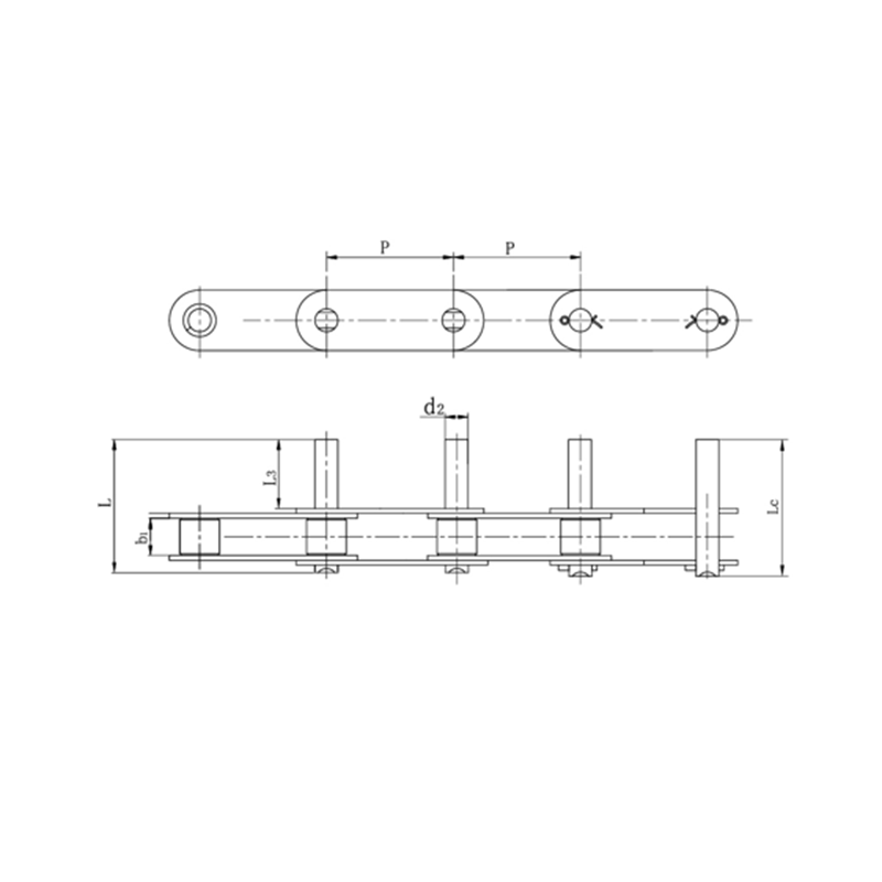 سلاسل ناقلة مزدوجة الملعب مع دبابيس ممتدة